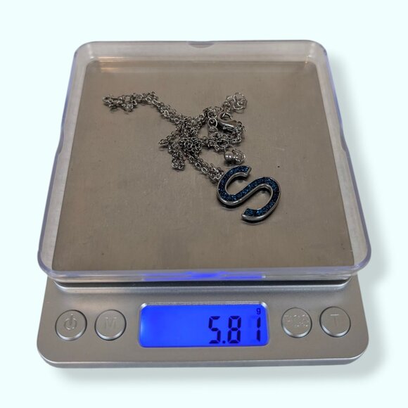 (2/$20) Blue Sparkle "S" Pendant Necklace - Picture 5 of 5